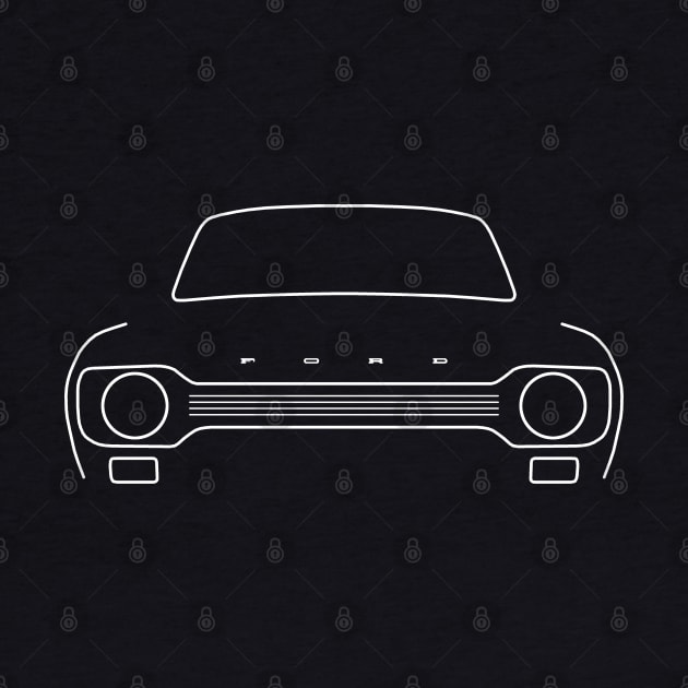 Ford Escort Mk1 classic car outline graphic (white) by soitwouldseem